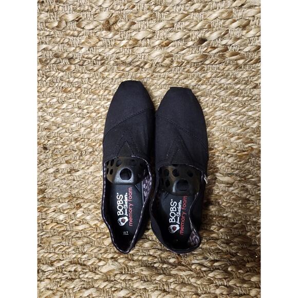 New! BOBS SKECHERS Plush Peace and Love Black Comfort Shoes Flats Women's 7 W - Picture 10 of 12